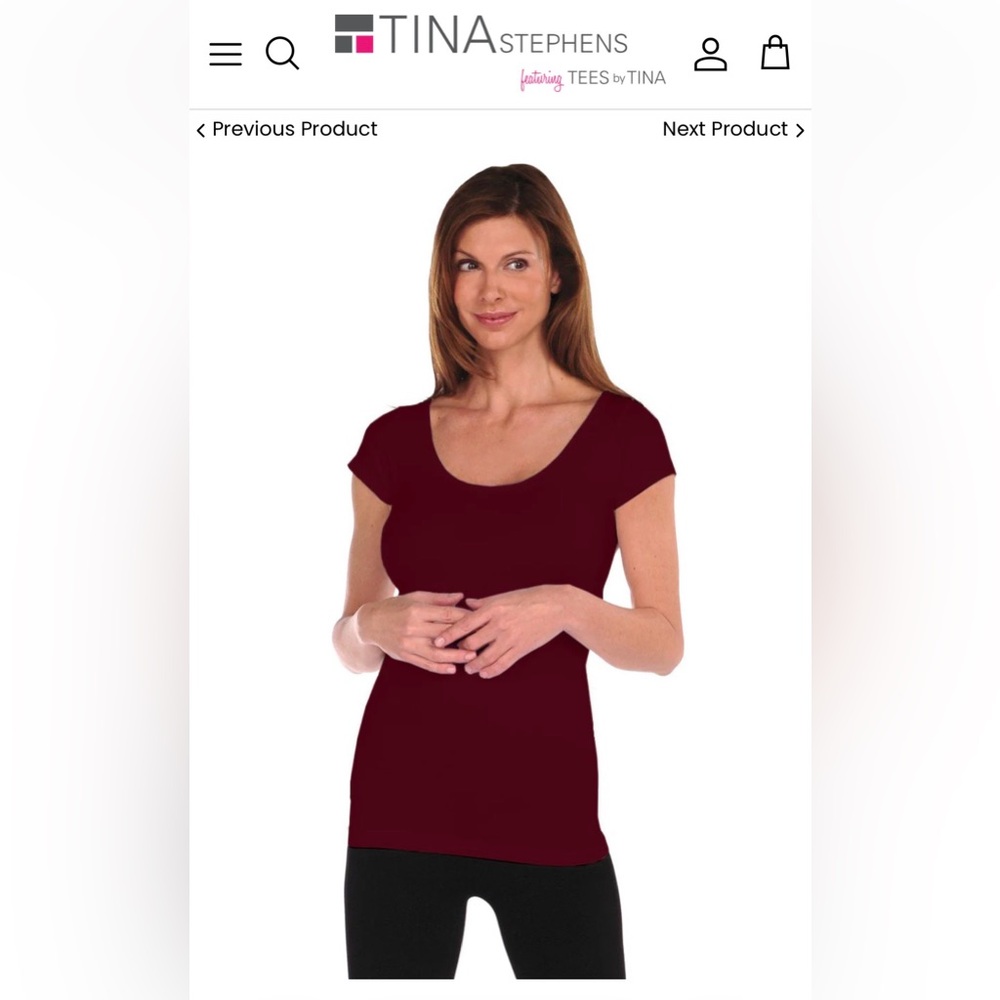 NWT - Tees By Tina, Cap Sleeve Burgundy O/S Stretch Smoothing Tee